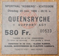 Vintage original Queensryche concert ticket November 20, 1990 Ichtegem Belgium