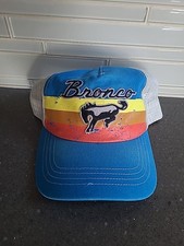 Ford Bronco Hat Retro Patch Blue Sunset Stripe Snapback Trucker Mesh Cap NWT
