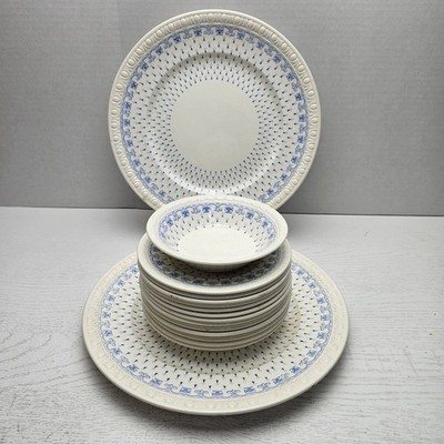 16 Pc Copeland Spode England Ermine Blue Centurion Dinner Plates Saucers Bowl