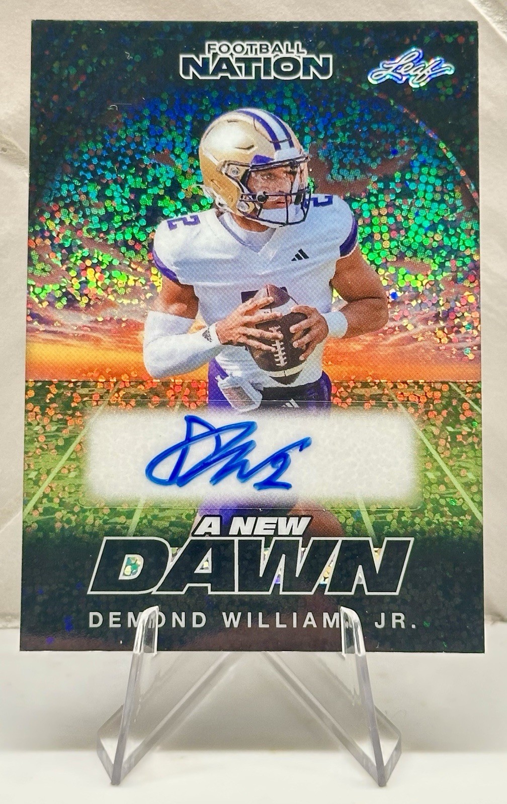 DEMOND WILLIAMS 2025 Leaf Football Nation A New Dawn Black Speckle Auto #1/1 🟣 view 1
