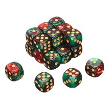 24Pcs 6 Sided Colored Standard Dice Acrylic D6 Mini Game Dice Red/Green Gold