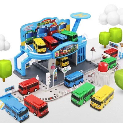 NOT APPLY The Little Bus Tayo Rogi Rani Push Button Parking Lot Rail Garage Toy Mini set