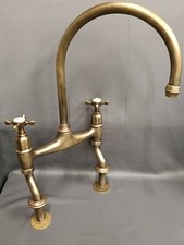 PERRIN & ROWE AGED PATINA BRASS KITCHEN TAP, IDEAL BELFAST SINK RECONDITIONED