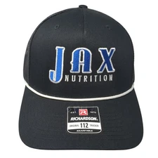 JAX Nutrition Snapback Trucker Hat Black OS Adjustable Mesh Back Rope Richardson