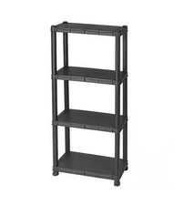 SCAFFALE 4 RIPIANI IN POLIPROPILENE "IPERIONE" NERO PORTATA 100 KG 60X30X143 CM