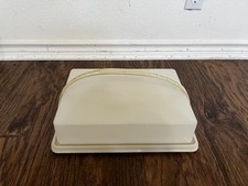 Vtg Tupperware Rectangular Sheet Cake Taker Carrier Harvest Gold 9 x 13 w/Handle