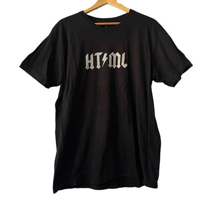 HTML T-Shirt AC DC Style Graphic Tee Coding Programmer Coder Geek XL