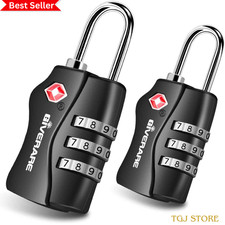2 Pack TSA Approved Travel Luggage Locks, Combination Lock Keyless, 3-Digit Padl