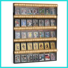 LED Baseball Card Display Case, Graded Sports Card Display Wall Cabinet for T...