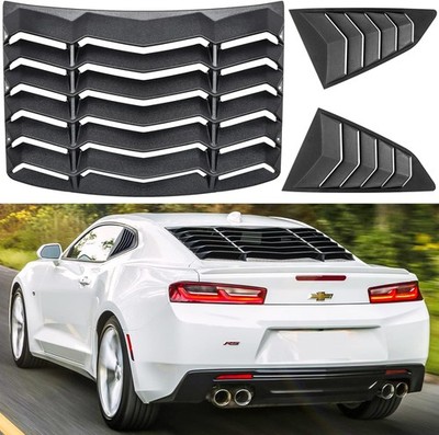 2016-2024 Chevrolet Camaro Rear Side Window Louvers Sun Shade Cover ABS Matte Bl