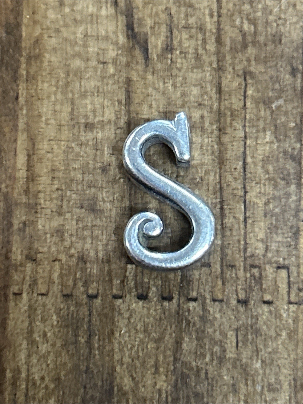 Sterling Silver “S” Initial Letter Slide Pendant … - image 1