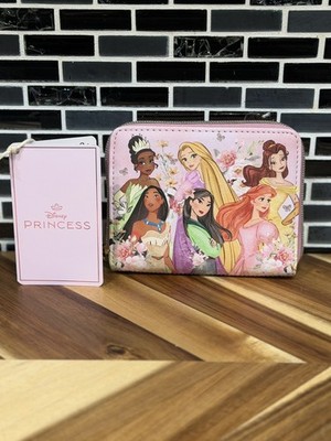 Loungefly Disney Princess Group Floral Zip Around Wallet   NWT