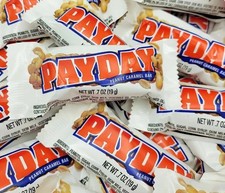 PAYDAY CLASSIC SNACK BAR CARAMEL PEANUTS DELICIOUS Individually Wrapped 2 Pounds