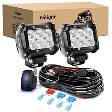 LED Light Bar 2PCS 18W Flood Off Road Lights 12V 5Pin Rocker Switch Wiring