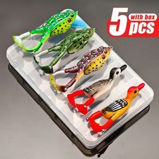 5pcs ANFS Soft Frog Fishing Lures Kit-2pcs Duck Artificial Baits  Frog Soft Lure