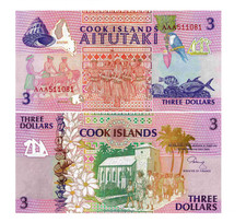 1992 The Cook Islands 3 Dollars AAA Prefix P-7 UNC NEW Banknote
