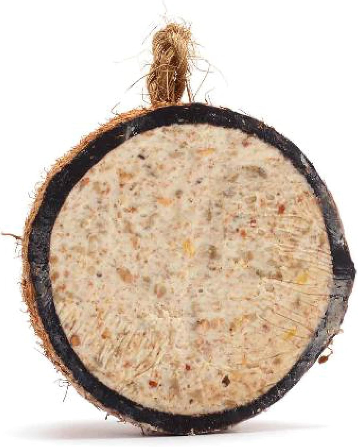Coconut Bird Feeder Halves, Wild Bird Food for Small Birds with Suet, Dried Meal