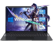 SGIN Laptop 15,6 Zoll Windows 11 | 8GB 256GB SSD | Intel Quad-Core bis zu 2.5Ghz