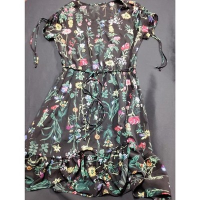 Les Amista Black Floral Tie Waist Summer Dress