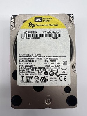 Western Digital VelociRaptor WD1600HLHX 160GB 2.5'' SATA HDD 10K RPM Tested