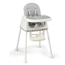 4-in 1 Baby High Chair,5-Point Safety Harness,Removable Dual-Layer Tray