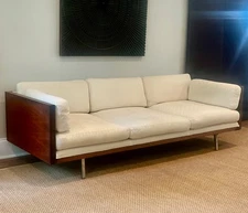 Milo Baughman Style Rosewood and Chrome Mid Century Modern Case Sofa