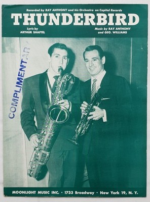Ray Anthony And His Orchestra - Thunderbird -  1953 USA Sheet Music