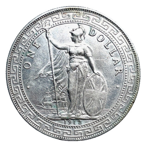 1912 Great Britain/Hong Kong UK $1 Trade Silver Dollar AU/UNC Coin KM #T5