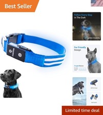 3 Modes Comfortable LED Dog Collar - Medium Blue, USB Rechargeable  Waterproof