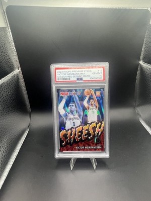 2023 Victor Wembanyama Hoops Premium Stock SHEESH Red Seismic /199 Rookie PSA 10