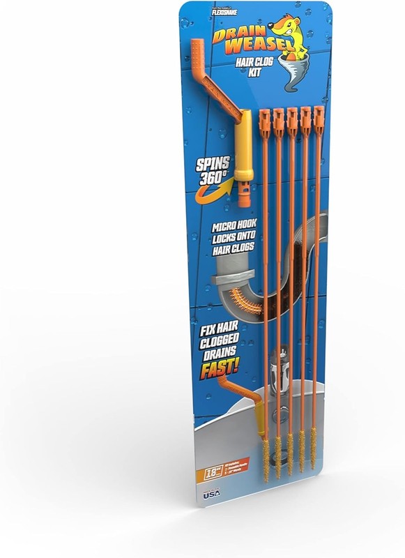 Drain Weasel Hair Clog Tool 6-Pack Starter Kit for Drain Cleaning