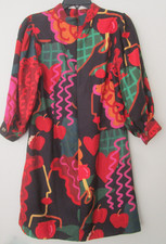 Farm Rio Multicolor Knee-length Dress w/ 3/4 Puff Sleeve Geometric Print Medium