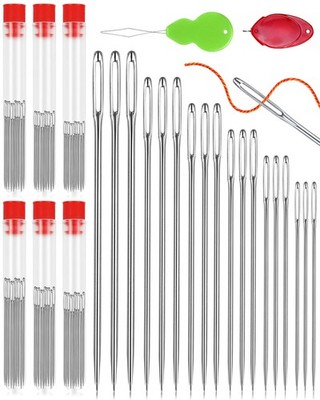 FIVEIZERO 60 PCS Steel Needles for Hand Sewing, Large Eye Sewing Silver 60PCS 