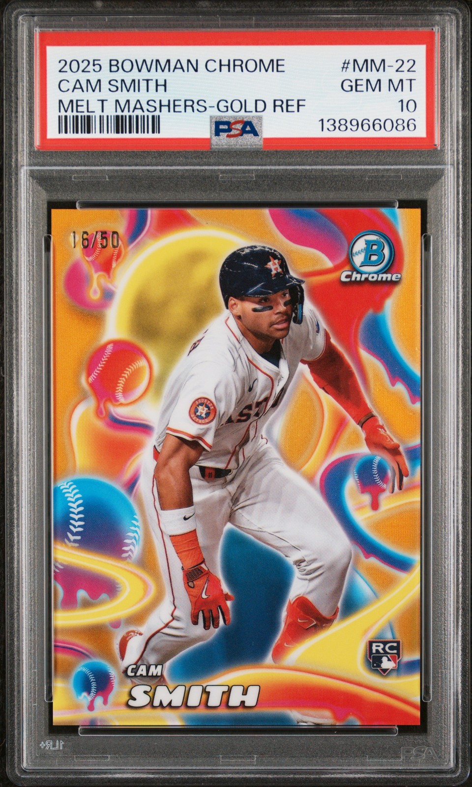 2025 BOWMAN CHROME MELT MASHERS GOLD REFRACTOR #MM-22 CAM SMITH 16/50 PSA 10