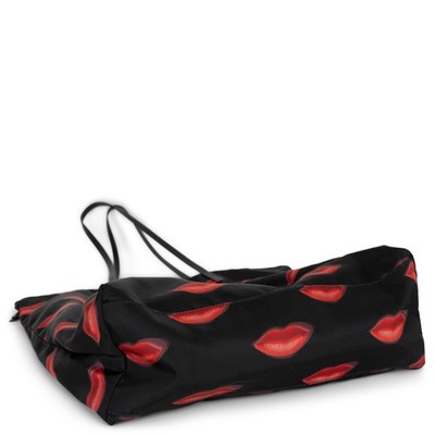 73534 auth PRADA black red nylon 2019 LIP SHOPPING TOTE Bag 1BY300