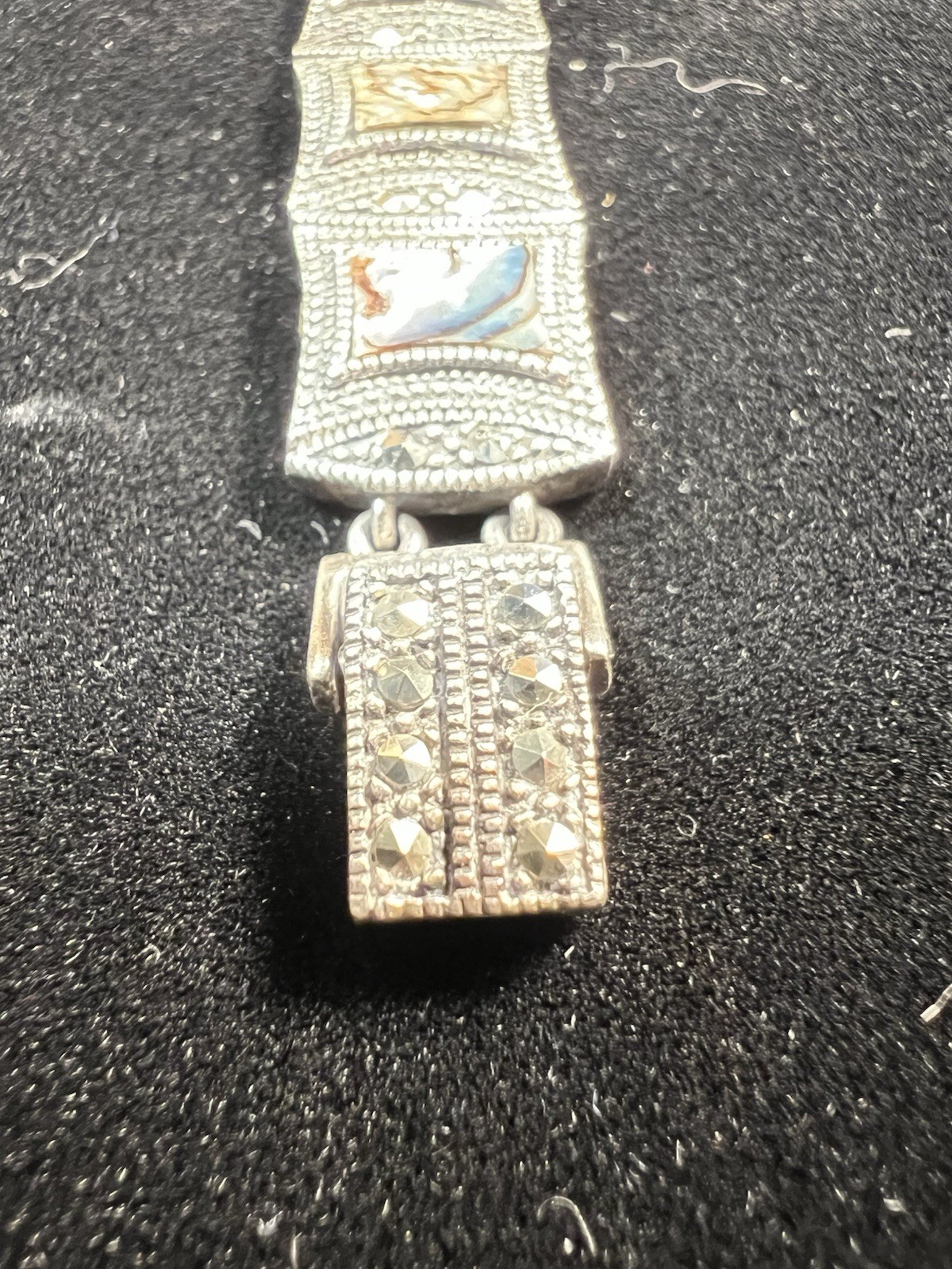 Solid Sterling Silver & Marcasite, MOP Ladies Bra… - image 4