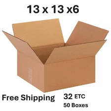 🔥50 13x13x6 Corrugated Boxes Shipping Packing Moving Cardboard Cartons