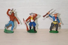 VINTAGE FIGURES RUBBER LOT "3 INDIAN/COWBOY" WILD WEST GERMAN 60s