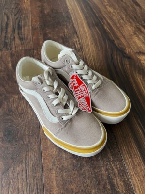 NEW Vans Old Skool Stacked Platform Shoes Beige Mens Size