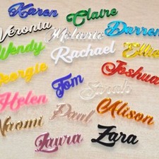 Mirror Acrylic Personalised Names,  Wedding Place Names, Script Name Tags Plaque