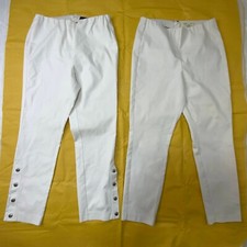 Lot of 2 RAG & BONEs Womens White Slacks Pants Zippered Hem Size 10 Made in USA