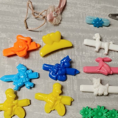 Vtg Lot Goody 1980s Colorful Animals Hair Clip Snap Tight Plastic Kids Barrettes s-l400.jpg main image 2