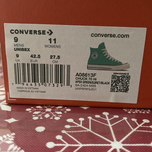 Converse Chuck 70 Canvas High Apex Green A08613F Size M 9 W 11 New With Box - Imagen 12 de 12
