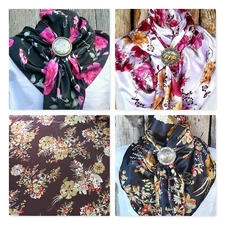 Wild Rag Scarf Western Cowboy Buckaroo Scarves Bandana Cowgirl Silky floral
