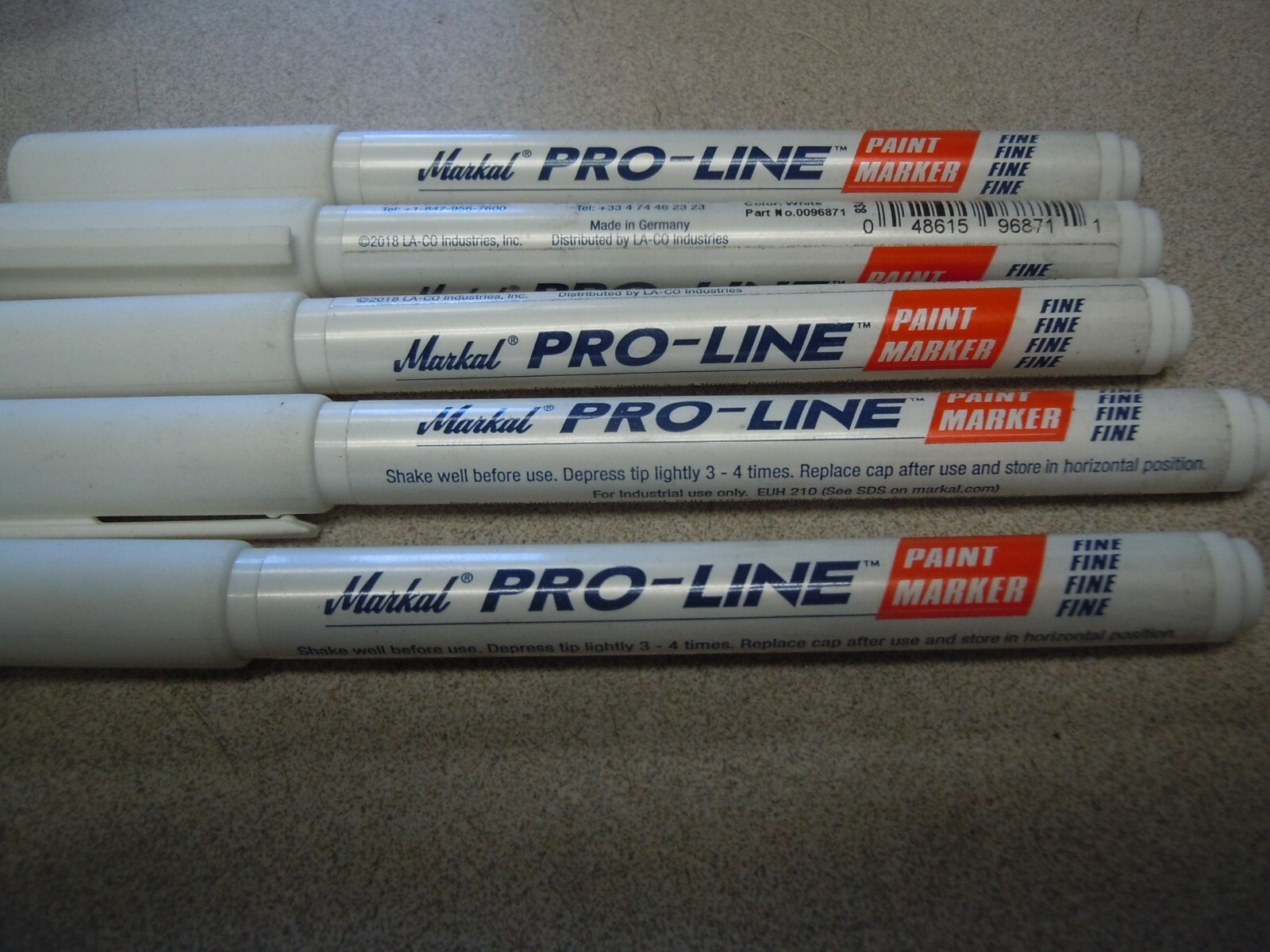 Markal 96871 Paint Marker, Medium Tip, White. bulk lot of 5