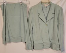 Vintage 90s Dress, 2pc Fundamental Things, Jacket Skirt, Grayish Green, Size 12