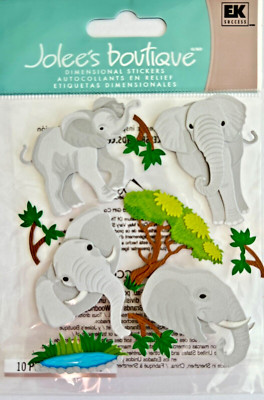   Jolee's ELEPHANT STICKERS 3D Layer Embellishment day at zoo jungle safari  