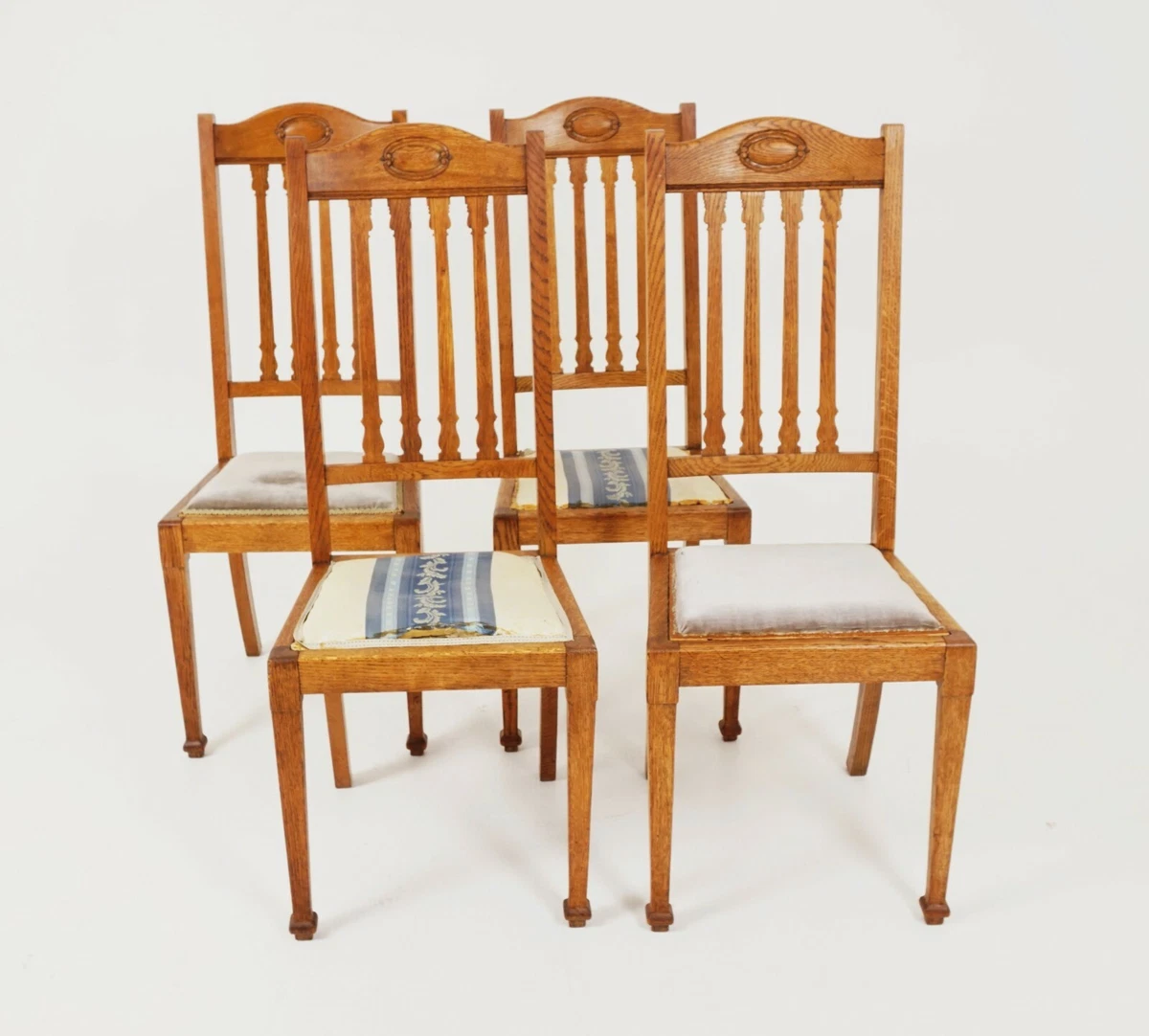 4 Antique Dining Chairs Oak Arts Crafts Chairs Scotland 1910 H166