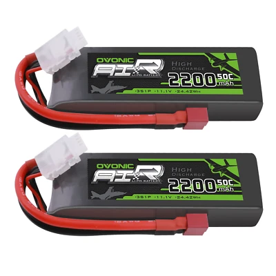 2X OVONIC 2200mAh 2S LiPo Akku 7.4V 50C T Für 1/14 1/16 RC Auto Crawler Boot
