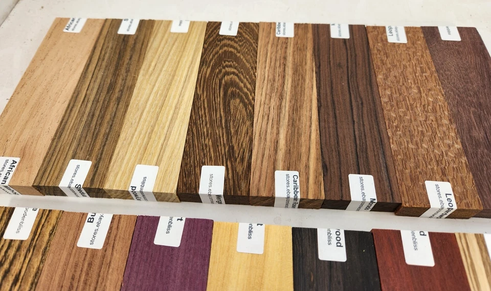 15 escalas de cuchillos diferentes de madera exótica a juego Bocote, madera negra africana K-15 Foto 3 de 4